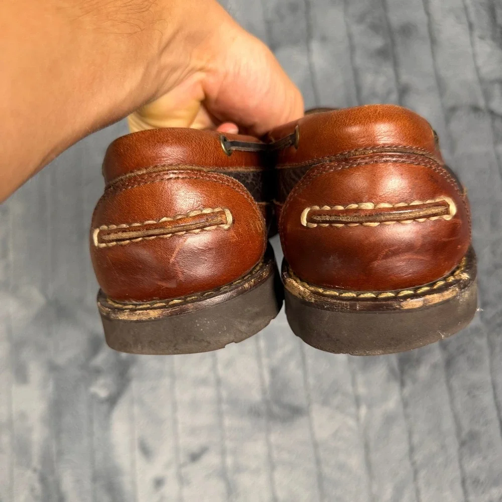 LL Bean Mens Eastport Handsewn Ranger Moc Brown Leather Boat Shoes 11.5 EE